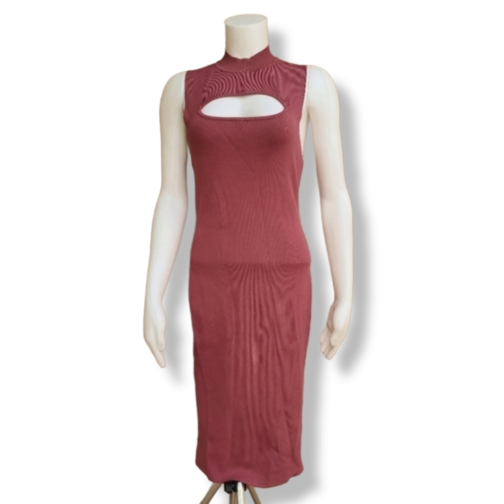 BAILEY 44 Carmine Bewitched Cut Out Bodycon Sheath Dress L Dusty Mauve Rose - Picture 3 of 14